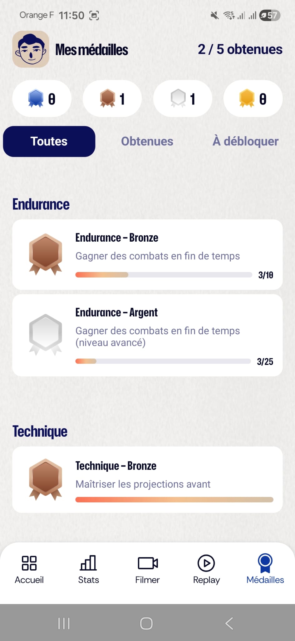 Ecran medailles de JitaVision